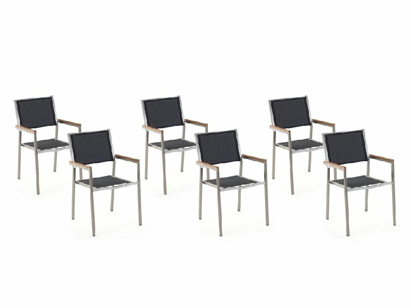 Set 6ks. židlí Grosso (černá) (nerezová ocel)