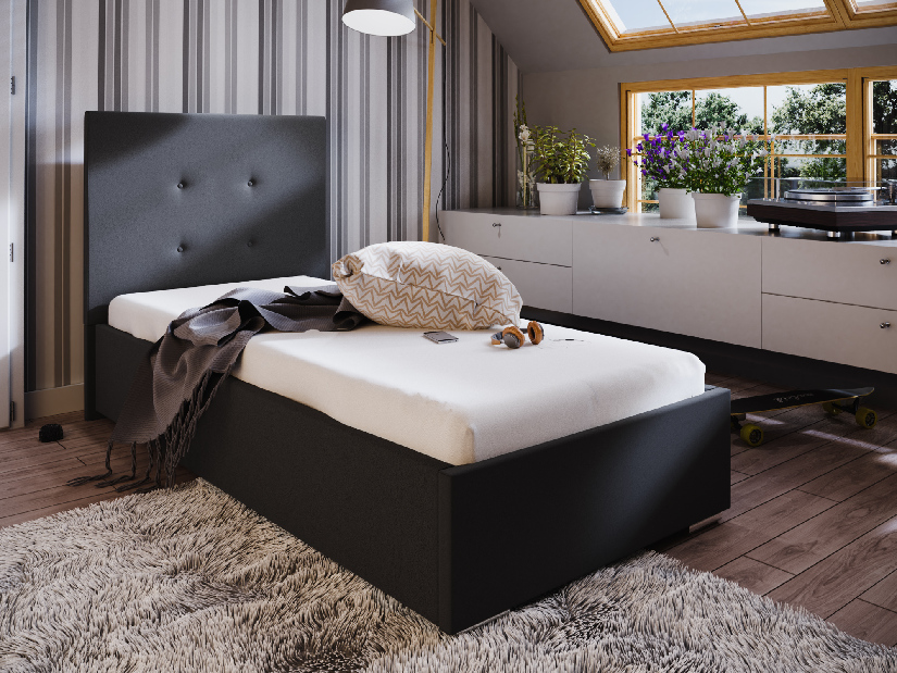 Jednolůžková postel 90 cm Foxxie 6 (černá)