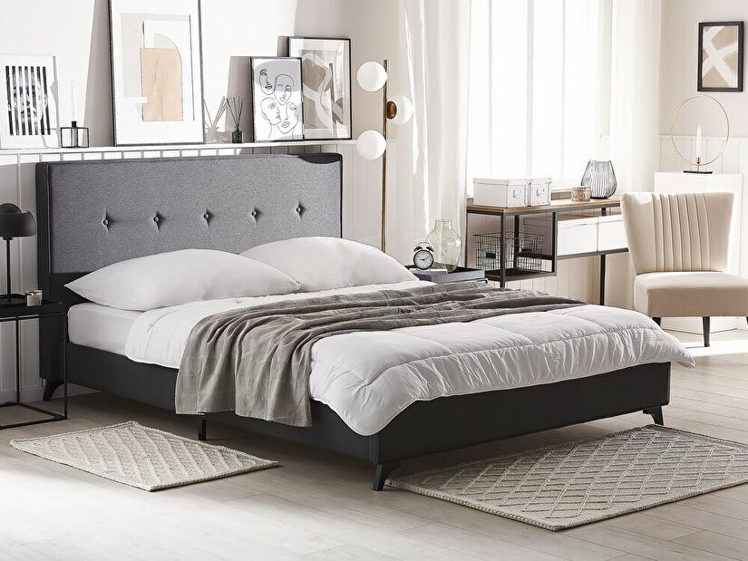 Manželská postel 140 cm AMBRE (s roštem) (šedá)