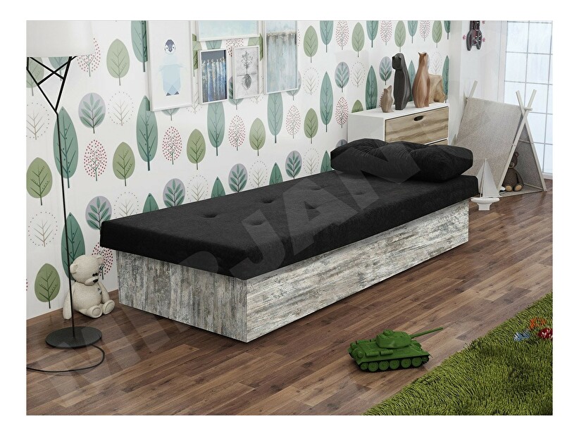 Jednolůžková postel 80 cm Nikroguta (zelená + jaseň tmavý) *výprodej