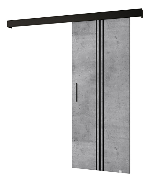 Posuvné dveře 90 cm Sharlene V (beton + černá matná + černá)