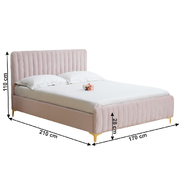 Manželská postel 160 cm Karilla (růžová) (s roštem)