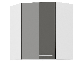 Rohová horní kuchyňská skříňka Lavera 58 x 58 GN 72 1F (bílá + lesk šedý)