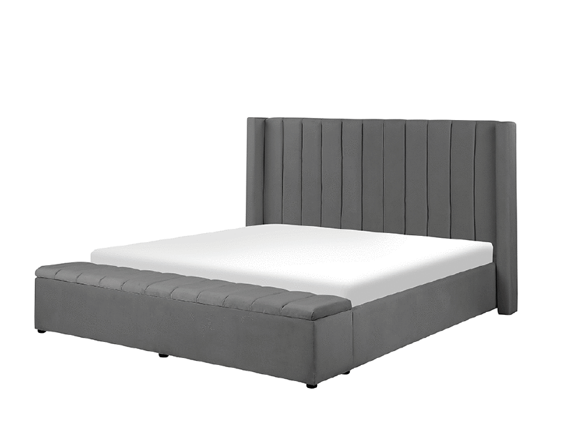 Manželská postel 180 cm NAIROBI (textil) (šedá) (s roštem)