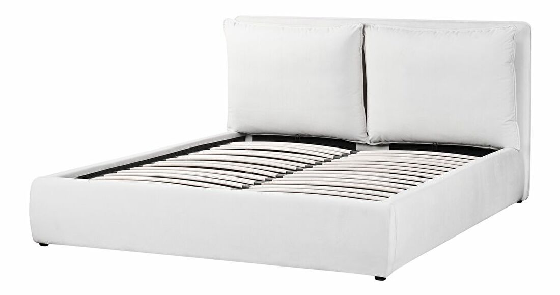 Manželská postel 160 cm Berit (bílá) (s roštem) (s úl. prostorem)