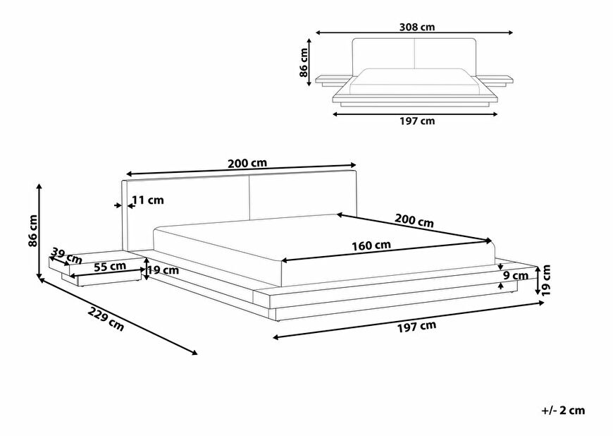 Manželská vodní postel 160 cm Zendaya (tmavé dřevo) (s matrací)