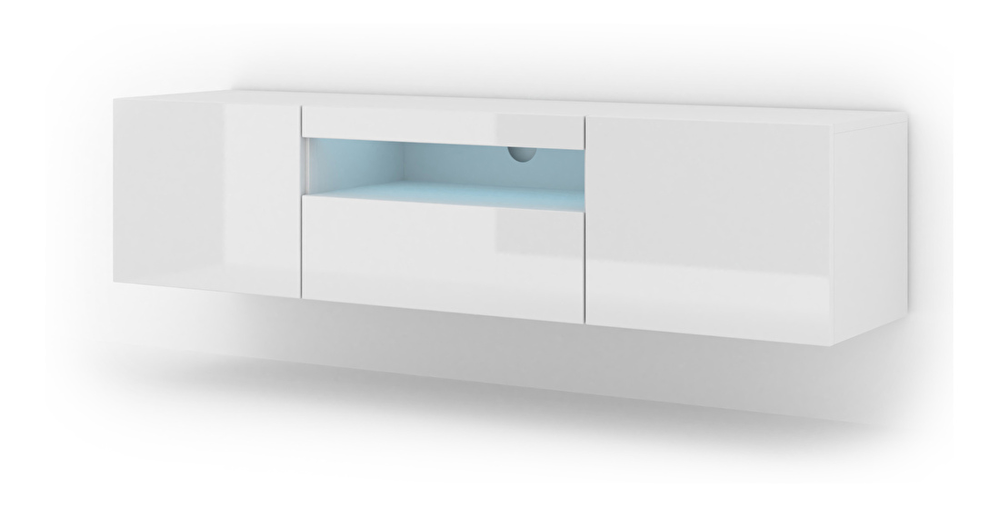 TV stolek/skříňka Aurora (bílý lesk) (LED)