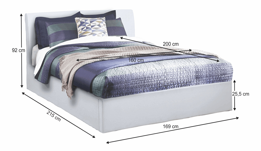 Manželská postel 160 cm Kralla (bílá) (s roštem)