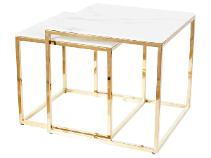 Konferenční stolek Glynis (mramor + zlatá)