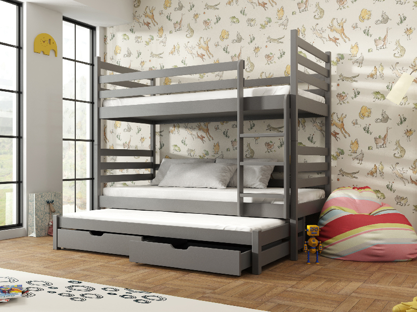 Dětská postel 90 cm TORI (s roštem a úl. prostorem) *výprodej (grafit)