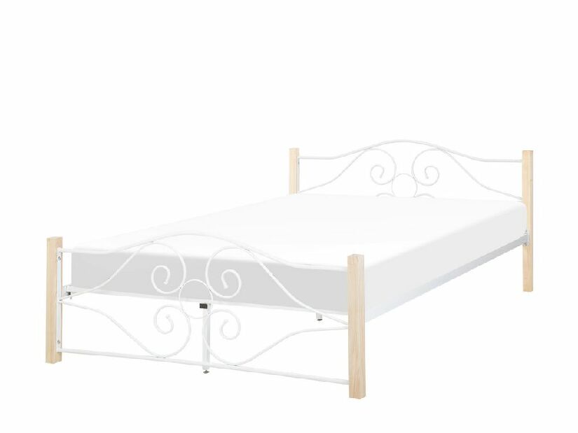 Manželská postel 160 cm FLANGE (s roštem) (bílá)