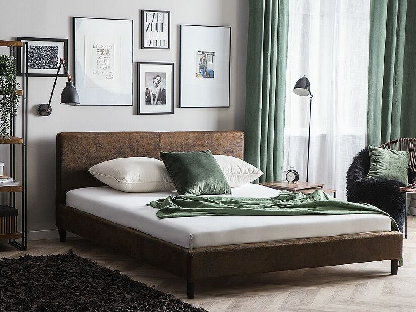 Manželská postel 180 cm FUTTI (s roštem) (hnědá)