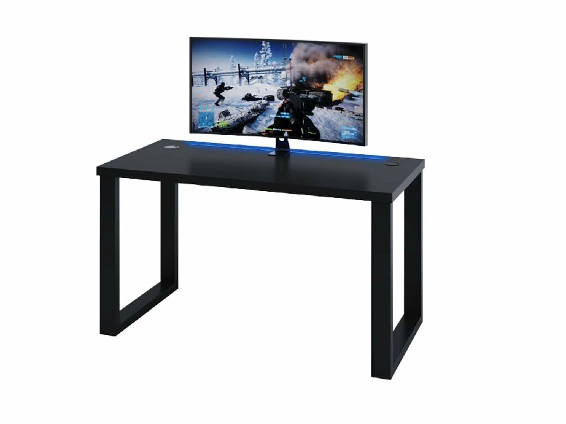 Herní pc stůl Gamer S (černá) (s RGB LED osvětlením)