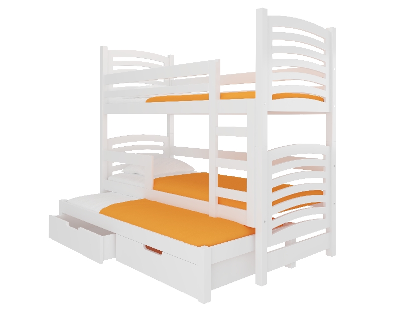 Patrová dětská postel 180x75 cm Stanislava (s roštem a matrací) (bílá)
