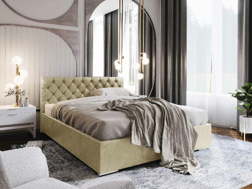 Manželská postel 160 cm Danita (béžová) (s roštem a úložným prostorem)