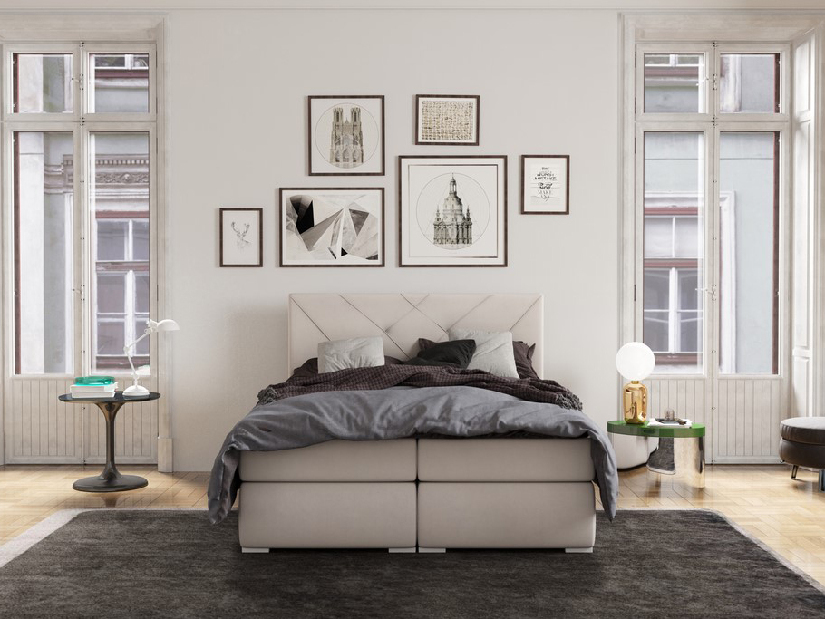 Kontinentální postel 140 cm Darro (šedá) (s úložným prostorem)