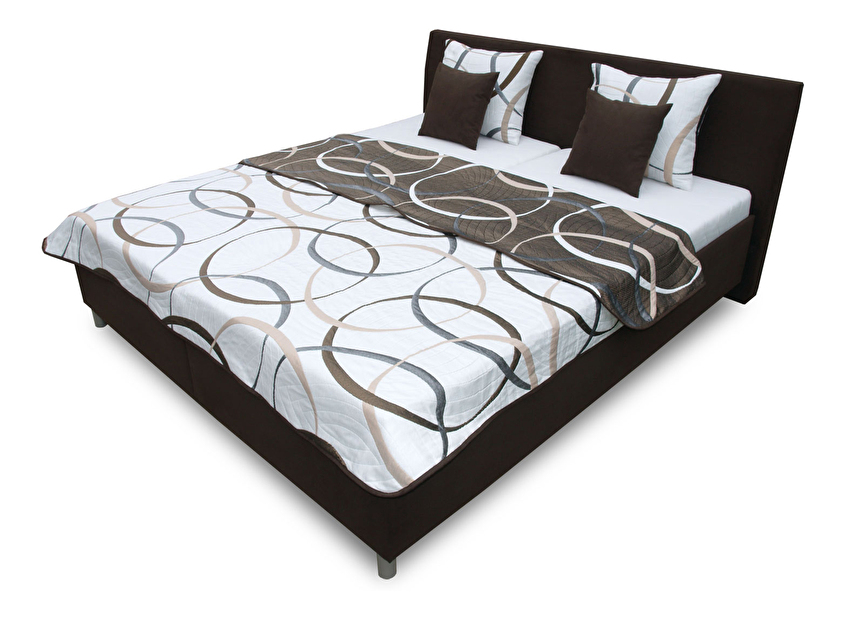 Manželská postel 180 cm Benab Montana (s rošty, matracemi Kokos, přehozem a polštářmi)
