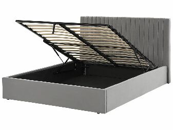 Manželská postel 160 cm Vakarine (šedá) (s roštem a úložným prostorem)