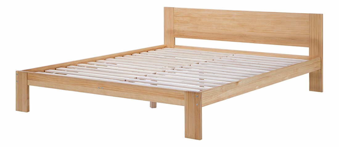 Manželská postel 180 cm NANTERRE (s roštem) (světlé dřevo)