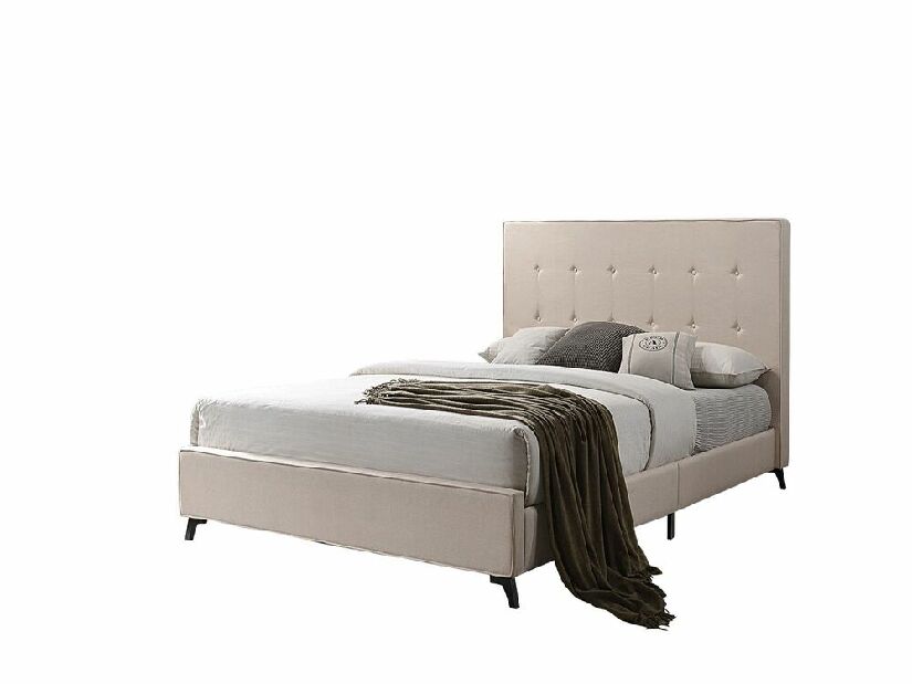 Manželská postel 140 cm AMBRE (s roštem) (béžová)