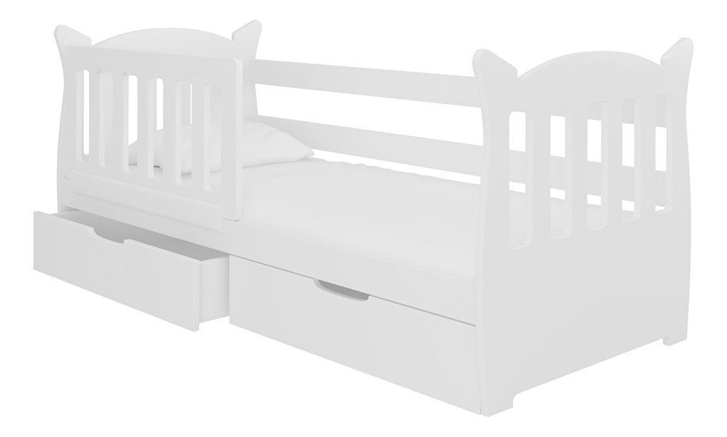 Dětská postel 160x75 cm Lenka (s roštem a matrací) (bílá)