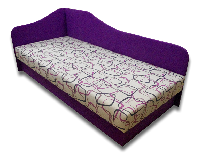 Jednolůžková postel (válenda) 80 cm Lady 87 (Fialová 49 + Dodo 1058) (L)