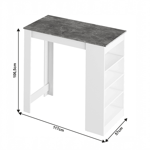 Barový stůl Austin (bílá + beton) *výprodej