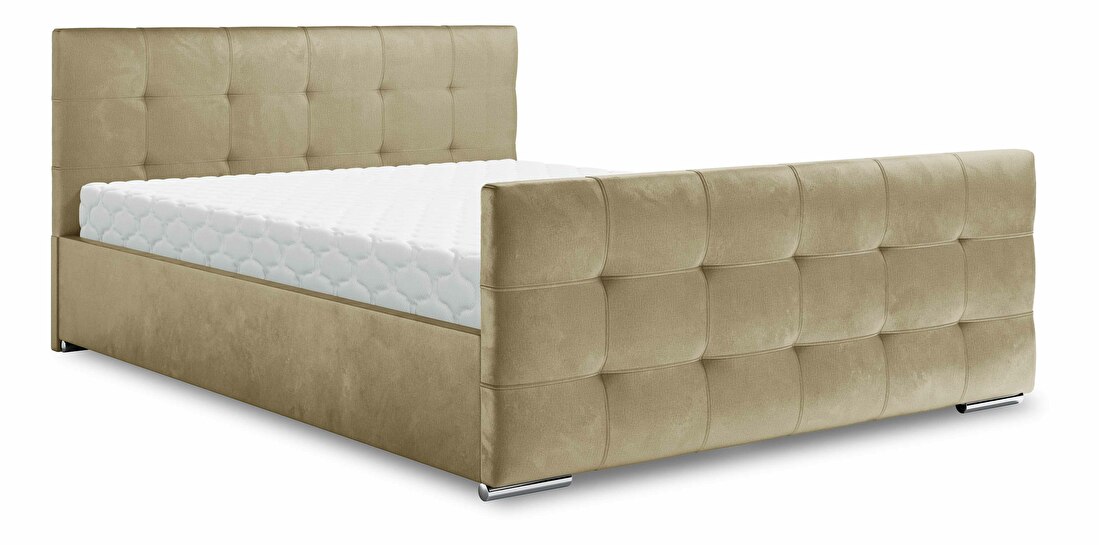 Manželská postel 140 cm Billie (béžová) (s roštem a úložným prostorem)