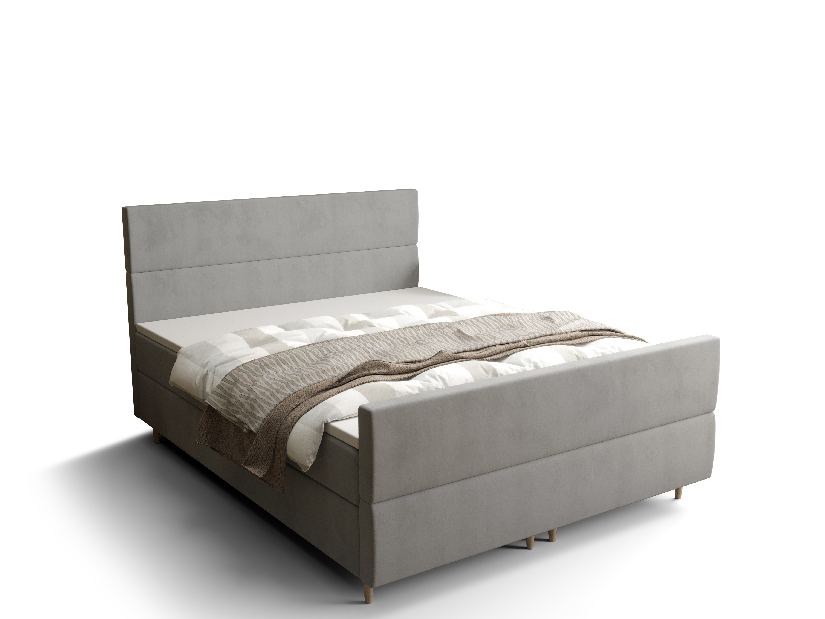 Manželská posteľ Boxspring 180 cm Flu plus (sivá) (s matracom a úložným priestorom)