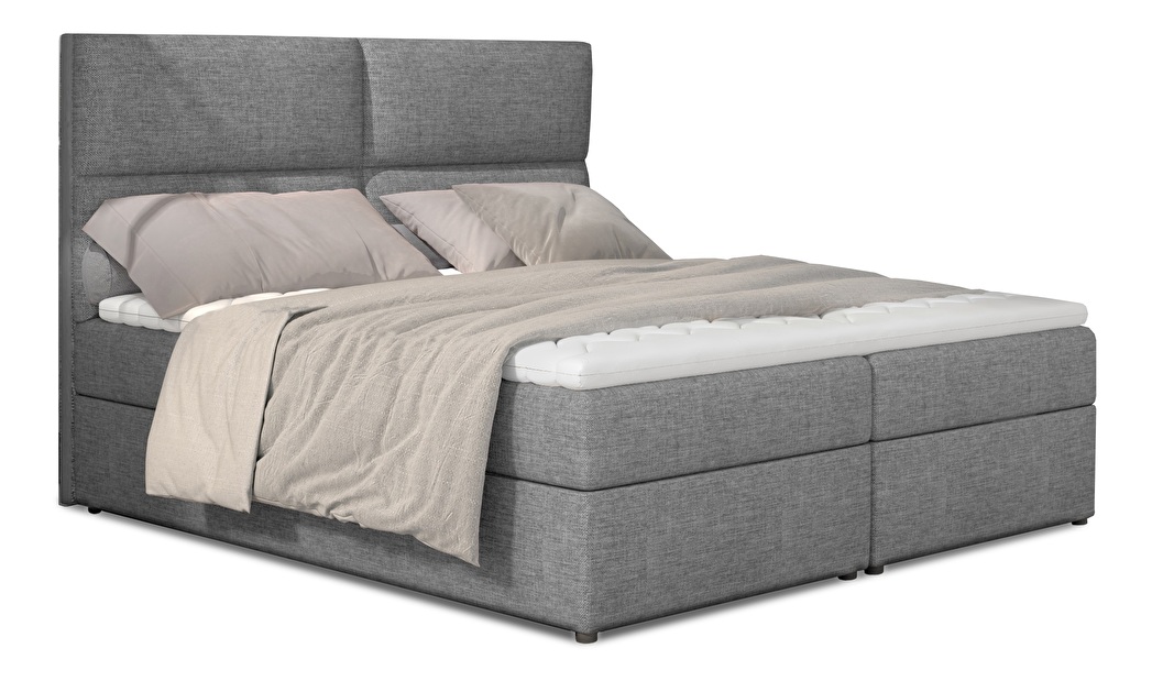 Kontinentální postel 145 cm Alyce (šedá) (s matracemi)