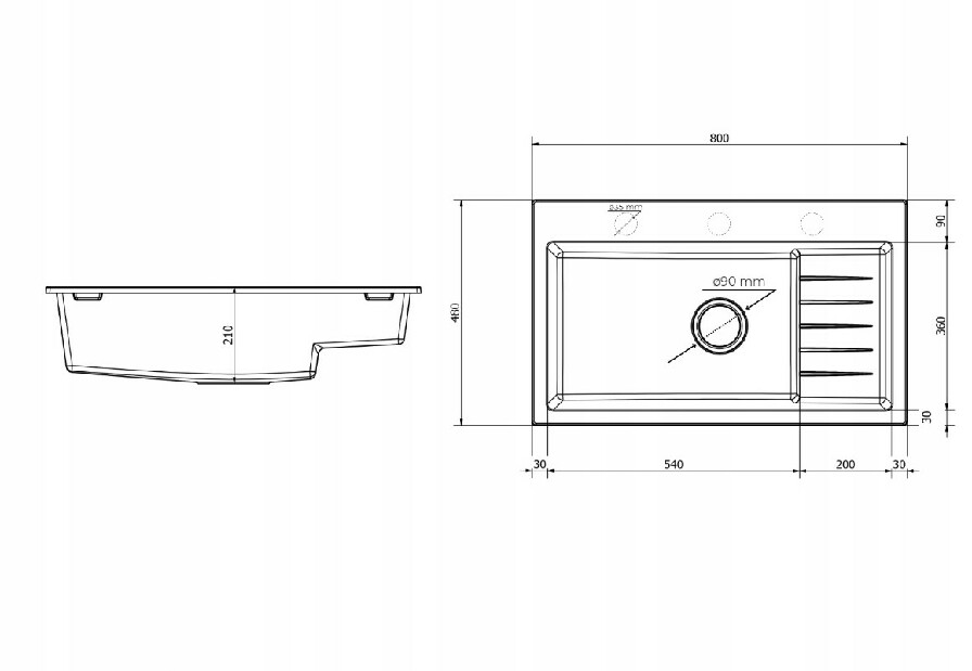 Kuchyňský dřez Akream (bílá) (s 1 otvorem pro baterii)