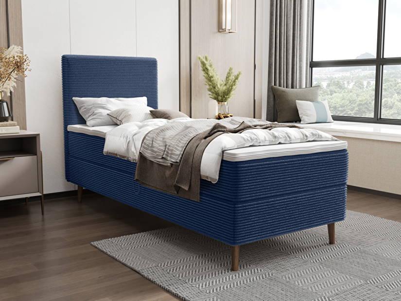 Jednolůžková postel 80 cm Napoli Comfort (modrá) (s roštem, s úl. prostorem)