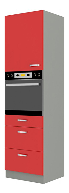 Potravinová kuchyňská skříňka na troubu Roslyn 60 DPS 210 3S 1F (červená + šedá)