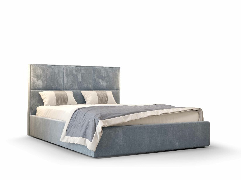 Manželská postel 140 cm Elna (světle modrá) (s roštem a úložným prostorem)