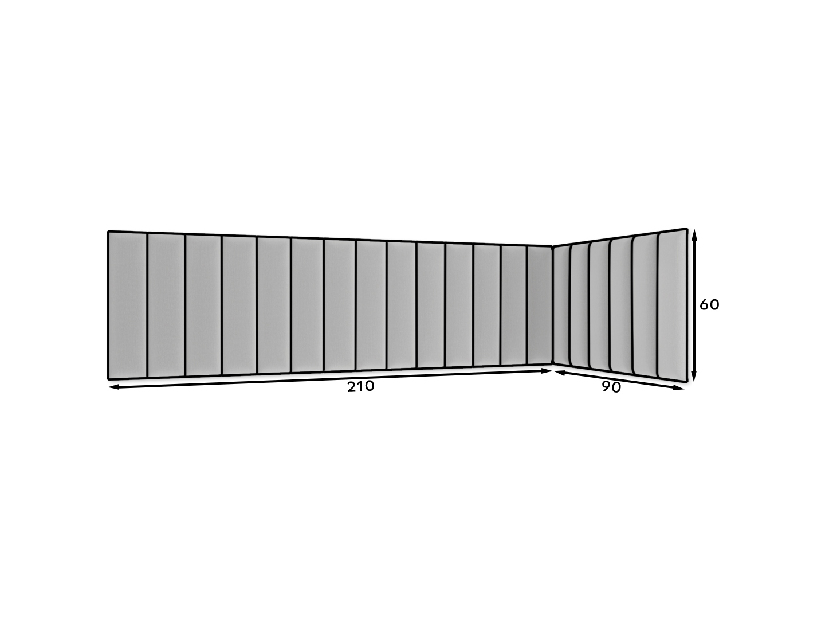 Set 20 čalouněných panelů Quadra 210x90x60 cm (šedá)