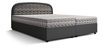 Manželská posteľ  Boxspring 160 cm Brick (tmavosivá + vzor pletený) (s matracom a úložným priestorom)
