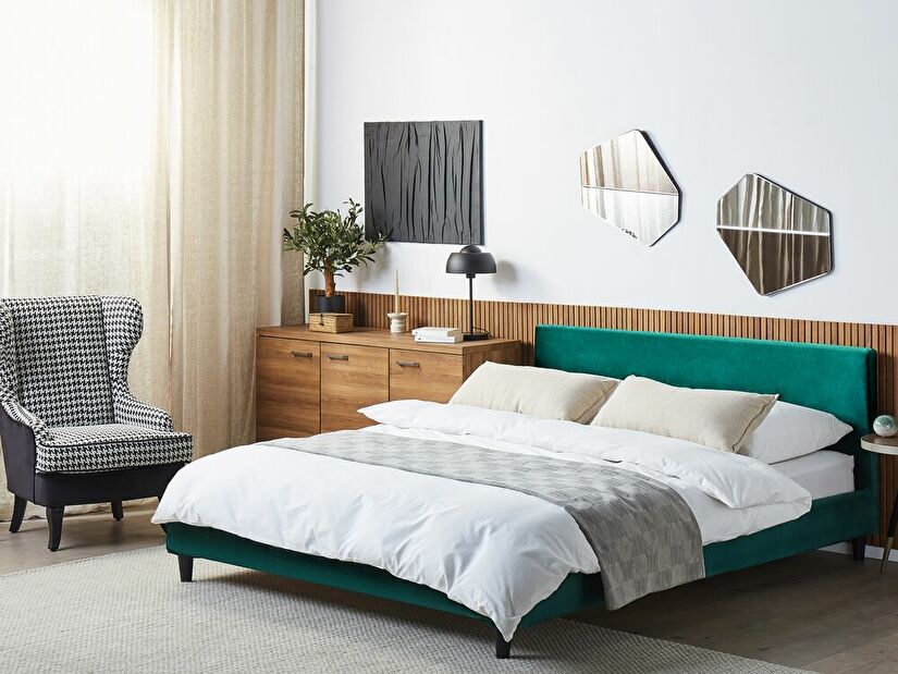 Manželská postel 180 cm FUTTI (s roštem) (zelená)