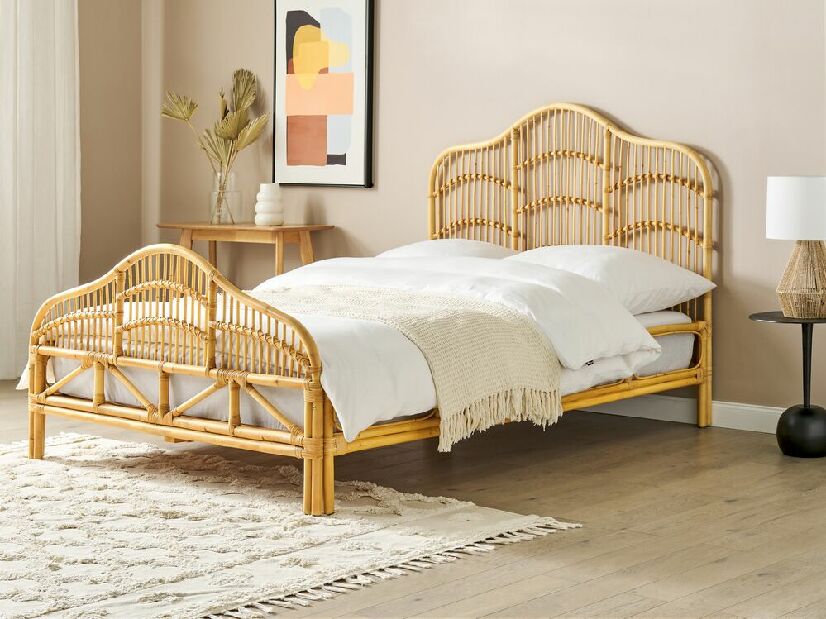 Manželská postel 140 cm Dori (světlé dřevo) (s roštem)