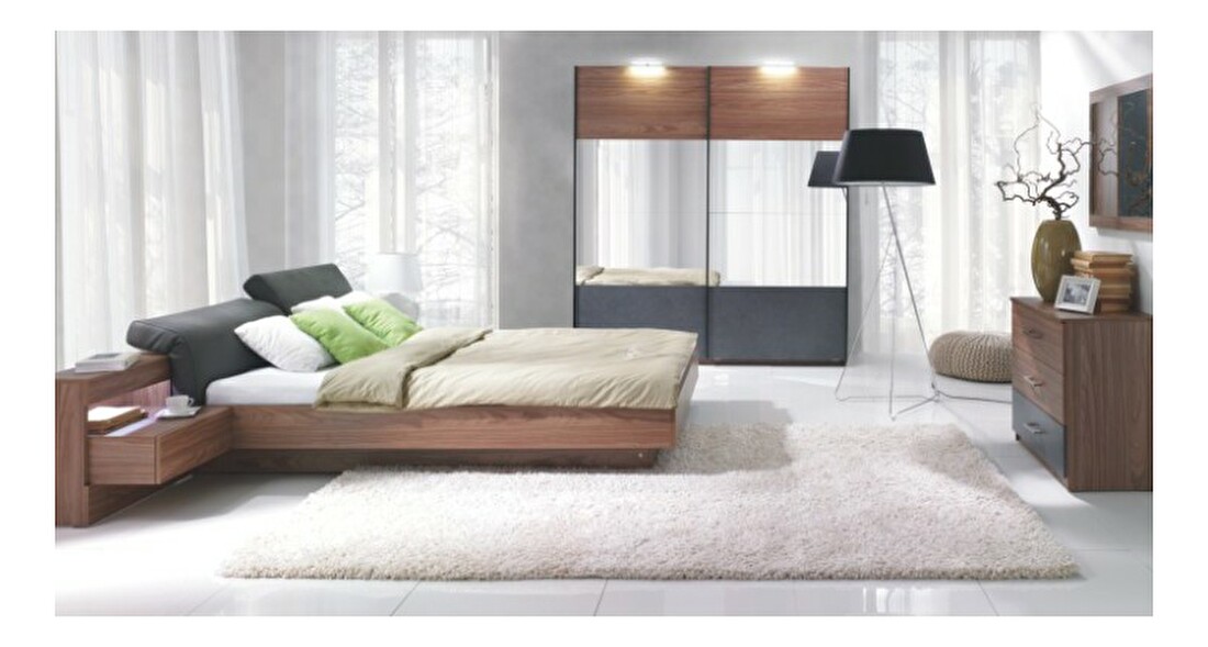 Manželská postel 160 cm Rekato (2 ks nočních stolků s LED osvětlením) *výprodej