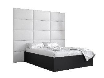 Manželská postel s čalouněným čelem 160 cm Brittany 1 (černá matná + bílá) (s roštem)