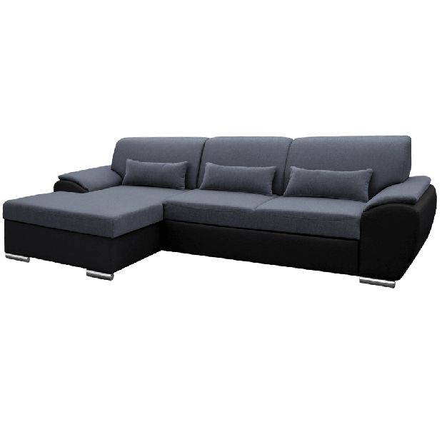 Rohová sedačka Excelsa 2 (L) (černá ekokůže + tmavě-šedá látka)