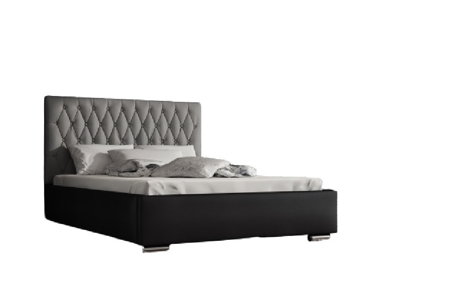 Manželská postel 160 cm Seaford (šedá + černá) (s roštem)