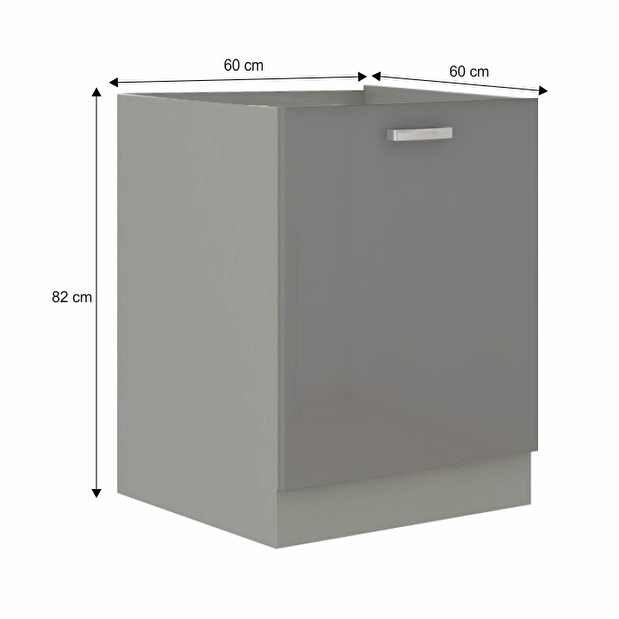 Dolní kuchyňská skříňka 60 D 1F BB Pleitton (lesk šedý)*výprodej