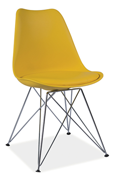 Jídelní židle Tim (žlutá + chróm)