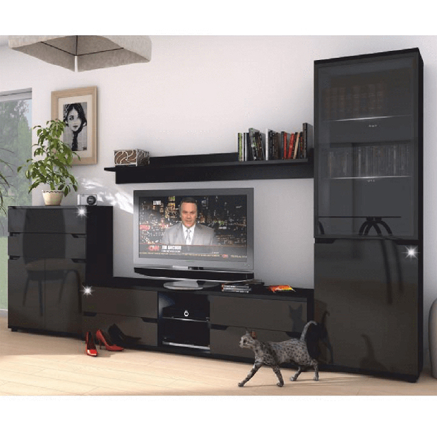 TV stolek/skříňka Aberdovey AS 30 (černá) (s osvětlením)