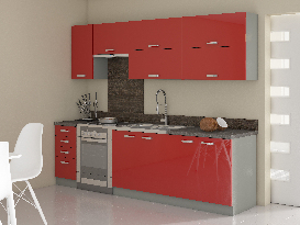 Kuchyně Roslyn 2 260 cm (šedá + červená)
