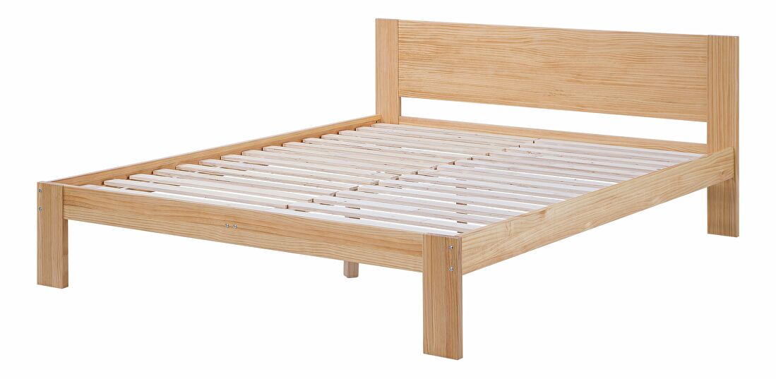 Manželská postel 160 cm NANTERRE (s roštem) (světlé dřevo)