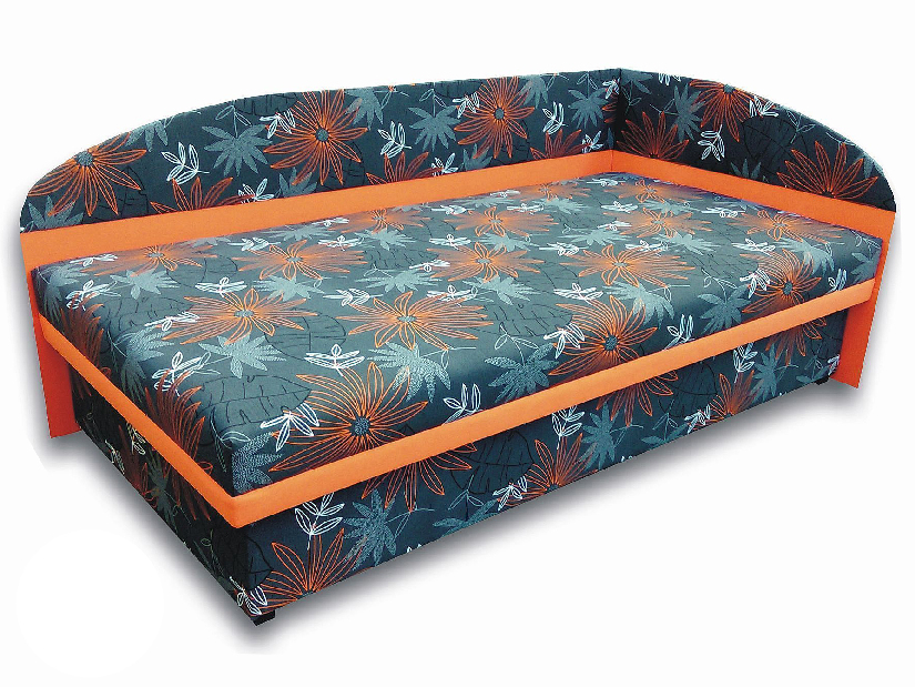 Jednolůžková postel (válenda) 100 cm Sofia (Oranžová X104 + Valeriana vol 830) (P) *výprodej