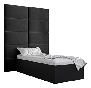 Jednolůžková postel s čalouněným čelem 90 cm Brittany 1 (černá matná + černá) (s roštem)