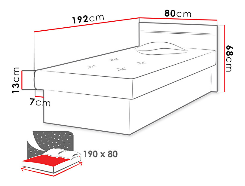 Jednolůžková postel 80 cm Nikroguta *výprodej